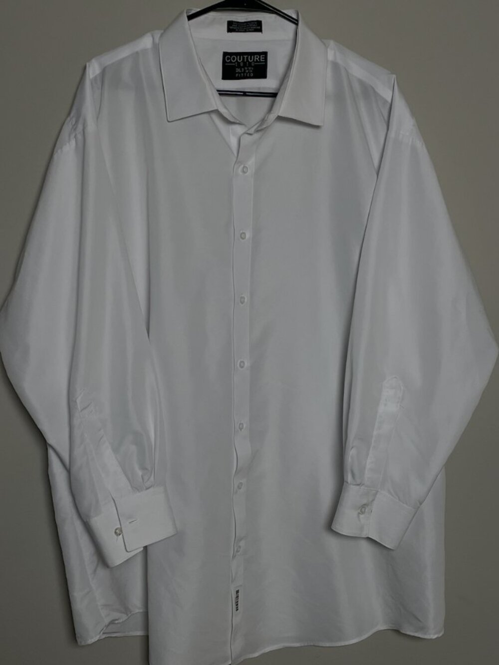 Couture 1910 Men's White Fitted Dress Shirt 3XL 19-19.5 32/33 Big Tall Wrinkle F